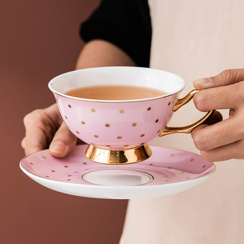 Coffee Tea Home - Tazas de Café de Cerámica Rosa