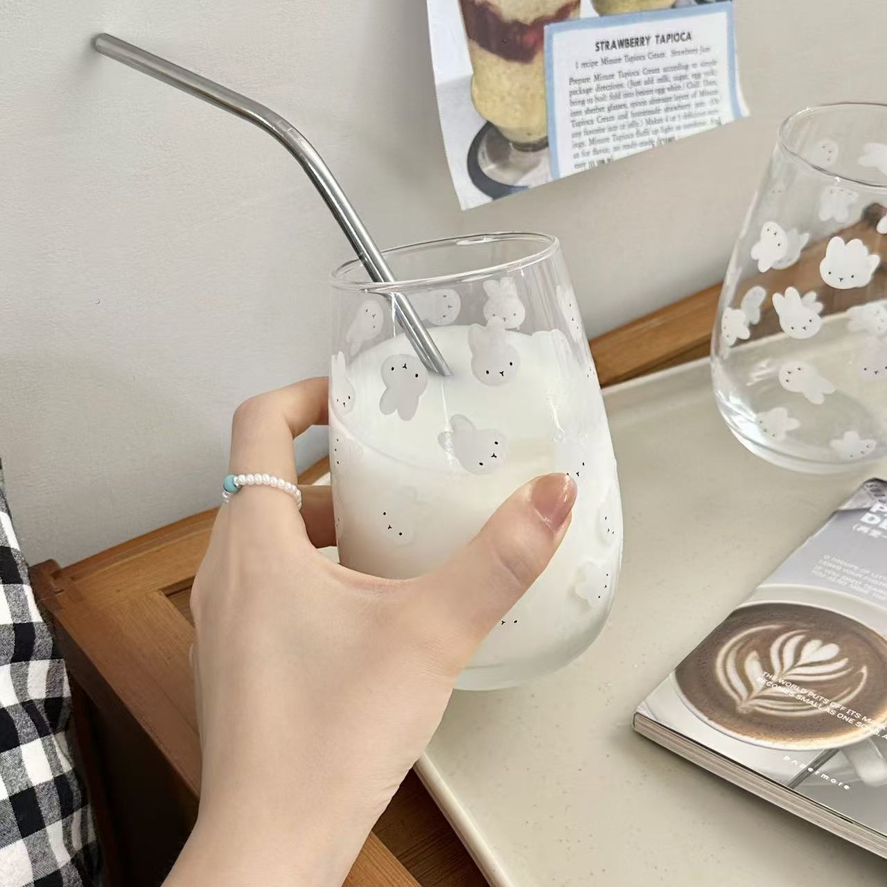 Lindo vaso de vidrio con estam - Coffee Tea With Milk reseña y precio