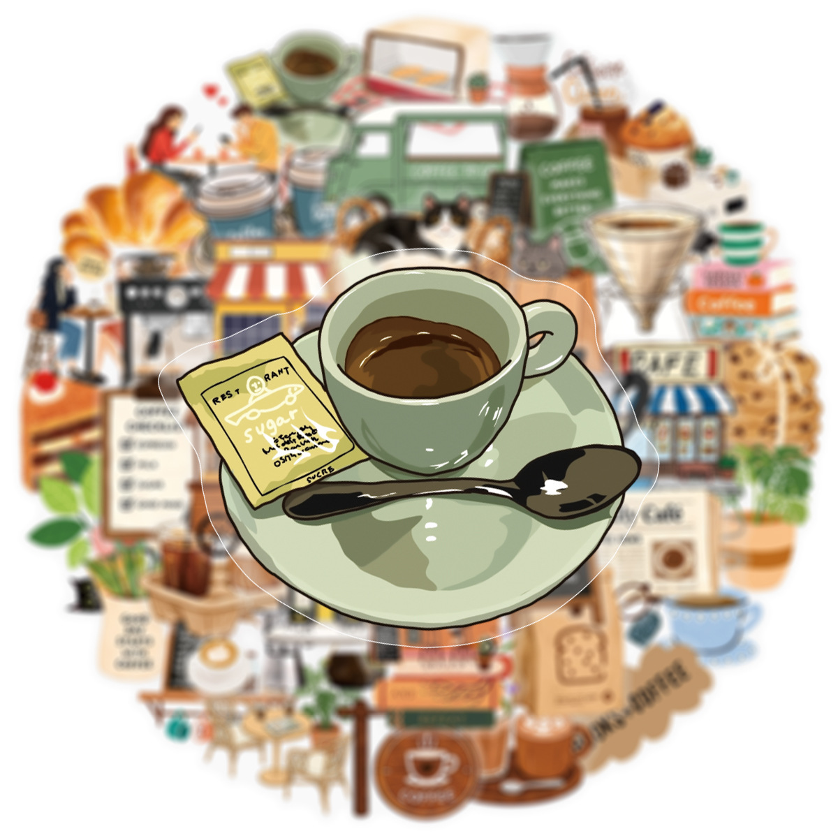 Paquete de 50 Pegatinas Transp - Coffee Tea Journal reseña y precio