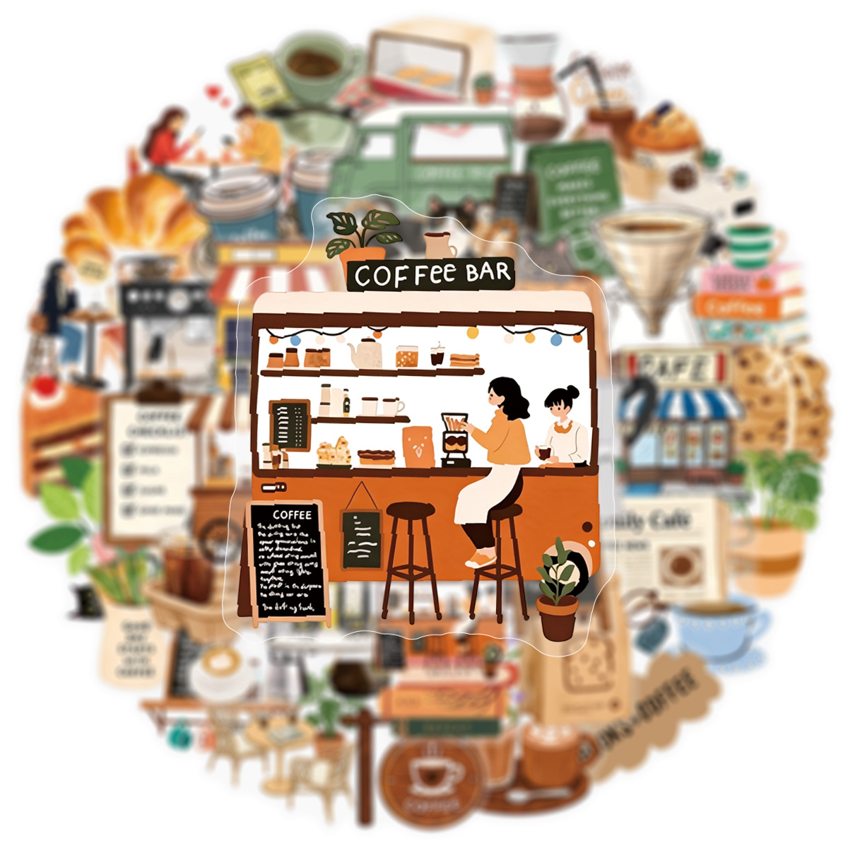 Paquete de 50 Pegatinas Transp - Coffee Tea Journal reseña y precio