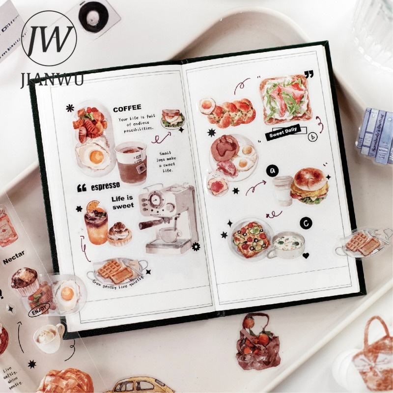 JIANWU Pegatinas PET Vintage d - Coffee Tea Journal reseña y precio